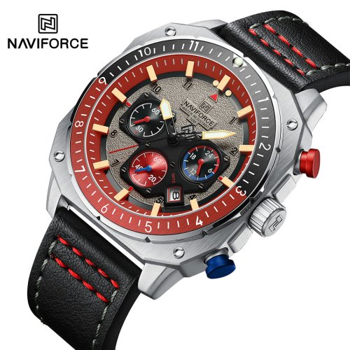 Imagen de Reloj Deportivo Multifunción para Hombre con Correa de Cuero, Resistente al Agua, Diseño Cuadrado Luminoso y Movimiento de Cuarzo de Marca Premium