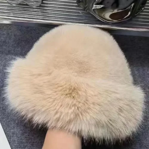 Immagine di Cappello di pelliccia da donna autunno inverno senza tesa peluche soffice sci equitazione berretto c...