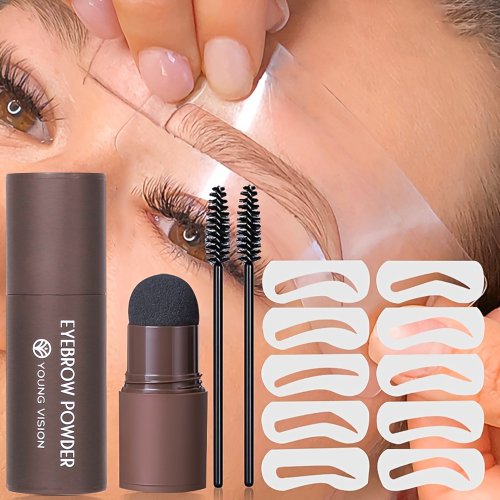 Image of Natural Brow Shaping Kit with 10 Reusable Stencils – Long-Lasting Waterproof Eyebrow Stamp for Perfectly Defined & Flawless Brows