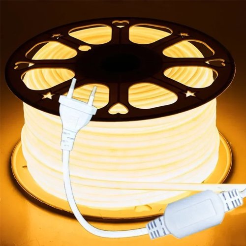 Zdjęcie Taśma LED COB 288 diod na metr, 220V, ściemnialna z zasilaczem i wtyczką EU, 3000K i 6000K, RA90, do zastosowania zewnętrznego i wewnętrznego – idealna do ogrodu, sypialni, kuchni