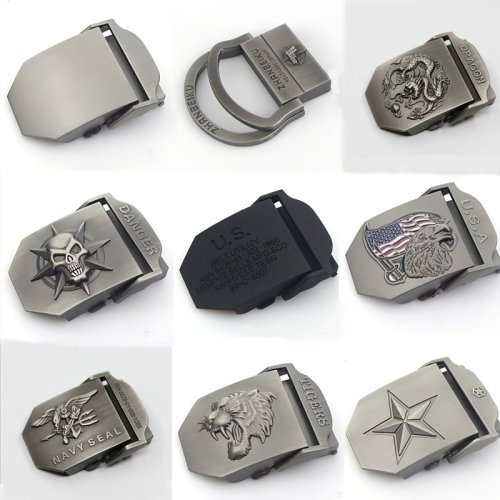 Immagine di Cintura Tattica Militare in Tela con Fibbia in Lega di Metallo 4,5x6,8 cm - Cintura da Uomo di Lusso per Abbigliamento Tattico e Outdoor
