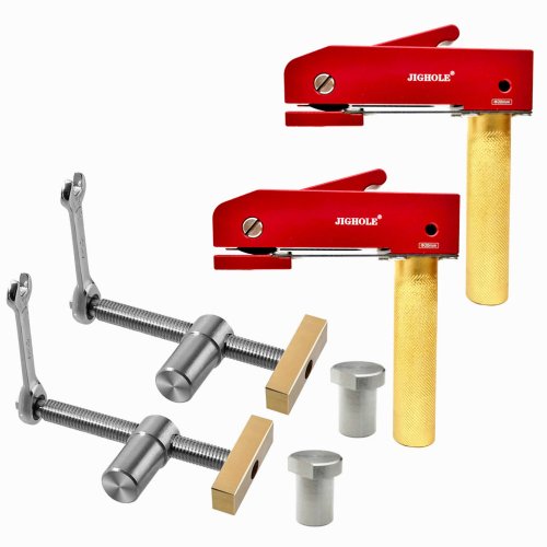 Image of Premium Brass Desktop Woodworking Clamp Kit – Quick-Fix Bench Dog Clamping System for Secure Workbench Holding and Precision Craftsmanship