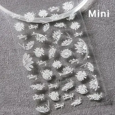 Image de Stickers Ongles Fleurs Blanches - Nail Art Hipster Élégant