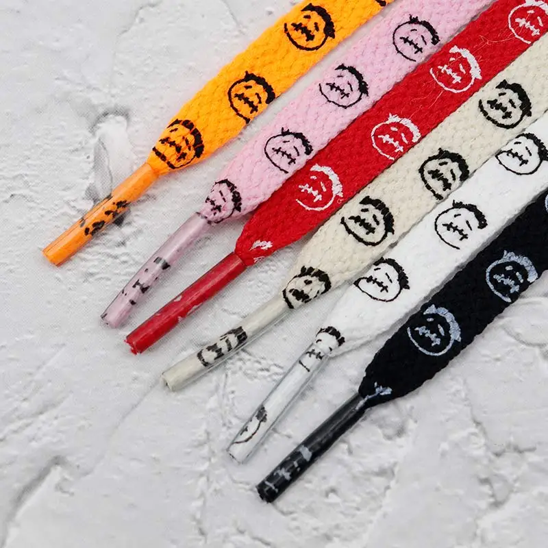 Image of Premium Printed Travis Scott Grimace Letter Design 8mm Flat Shoelaces – Perfect Fit for Jordan 1, Air Force 1, and AF1 Sneakers