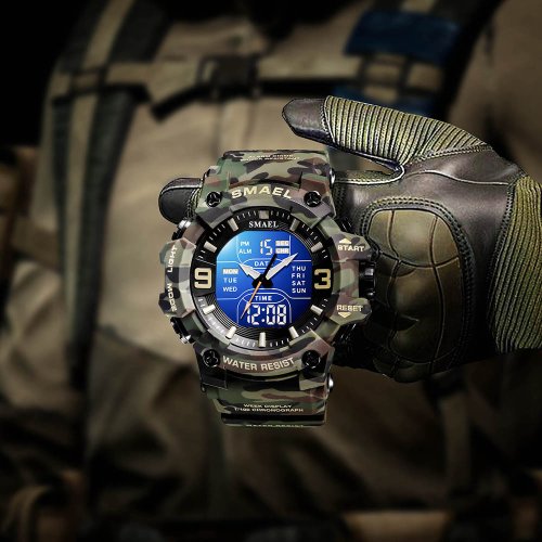 Imagen de Reloj Militar Digital para Hombre - Resistente al Agua y con Doble Horario