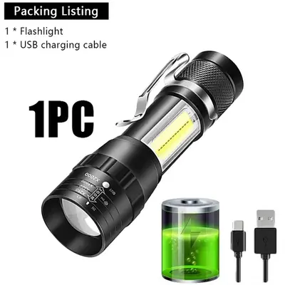 Image de Mini Torche USB Rechargeable Zoomable - Lumière Puissante pour Camping & Pêche