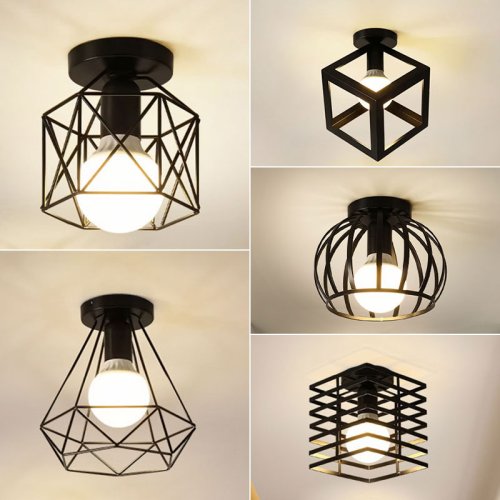 Image de Plafonnier Vintage Noir Métal - Luminaire Élégant pour Intérieur