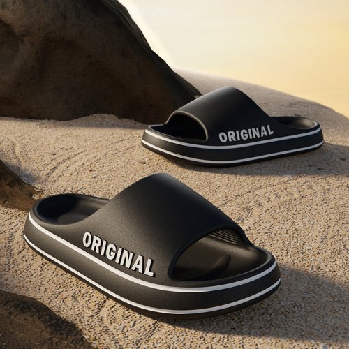 Feslishoet Vrouwen Brief Slippers Strand Slides Effen Kleur Heren Dikke Zool Indoor Badkamer Anti Slip Schoenen Zomer Paar Sandalen