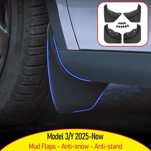 Image of TesMayx Premium Mud Flaps & Splash Guards for Tesla Model Y Juniper and Model 3 (2025-2026) – Durable Vehicle Protection Accessories