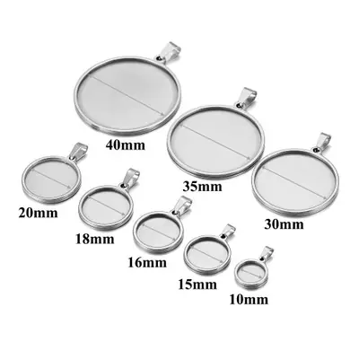Image de Bases rondes en acier inoxydable pour pendentifs - 5 pcs