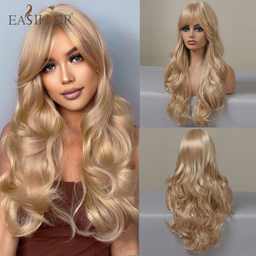 Afbeelding van Natuurlijke Ash Blonde Golvende Cosplay Pruik met Ponytail - Lange Synthetische Haarpruik voor Vrouwen, Hittebestendig, Geschikt voor Lolita en Feesten