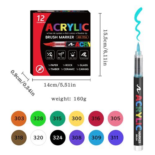 Image de Stylos Marqueurs Liquides 12 Couleurs - Art & Création
