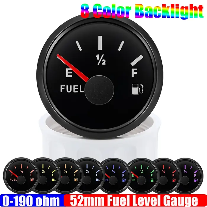 Image de Jauge de Niveau de Carburant 52mm - 8 Couleurs Étanche 12V/24V