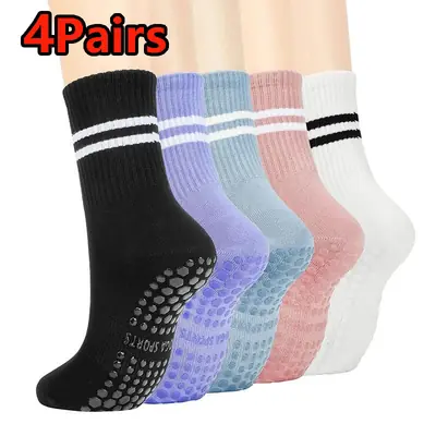 Image de Chaussettes de Yoga Antidérapantes pour Femmes - 4 Paires