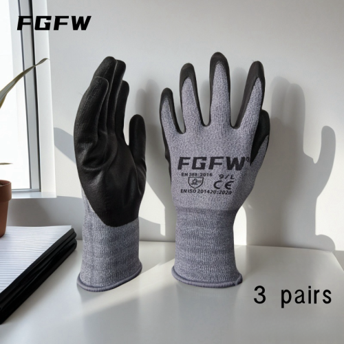 Imagen de Guantes de Trabajo Unisex en Spandex Transpirable con Agarre Antideslizante de Nitrilo - Pack de 3 Pares, Tallas S a XXL