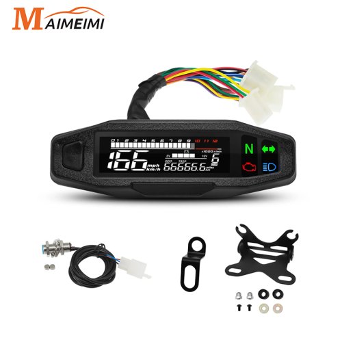 Bild von Universeller digitaler Motorrad-Tachometer Moto-Meter digitaler Drehzahl messer Kilometer zähler Instrumenten sensor Drehzahl messer Tacho-Drehzahl messer