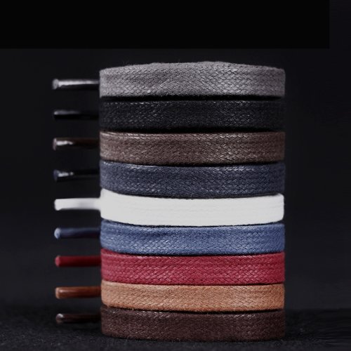 Bild von Wasserdichte Schnürsenkel aus Gewachster Baumwolle – 8 mm Breit, Unisex für Stiefel, Sneaker und Leder-Schuhe