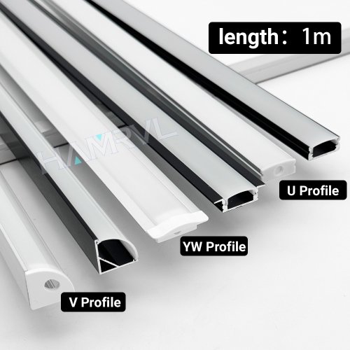 Afbeelding van Moderne LED Aluminium Profiel met Diffuser voor Plafond, Muur en Hoekverlichting – Zwarte en Zilveren Lineaire Lichtbalk voor Elegante Interieurverlichting