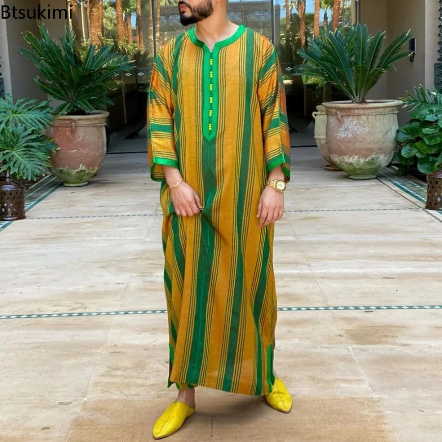 Image of Elegant 2026 Islamic Men's Loose Jubba Thobe Robe – Traditional Arabic Caftan for Muslim Men, Pakistani & Middle Eastern Style Dress