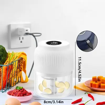 Image de Mini Hachoir Électrique 250ml - Idéal pour Ail, Gingembre & Légumes