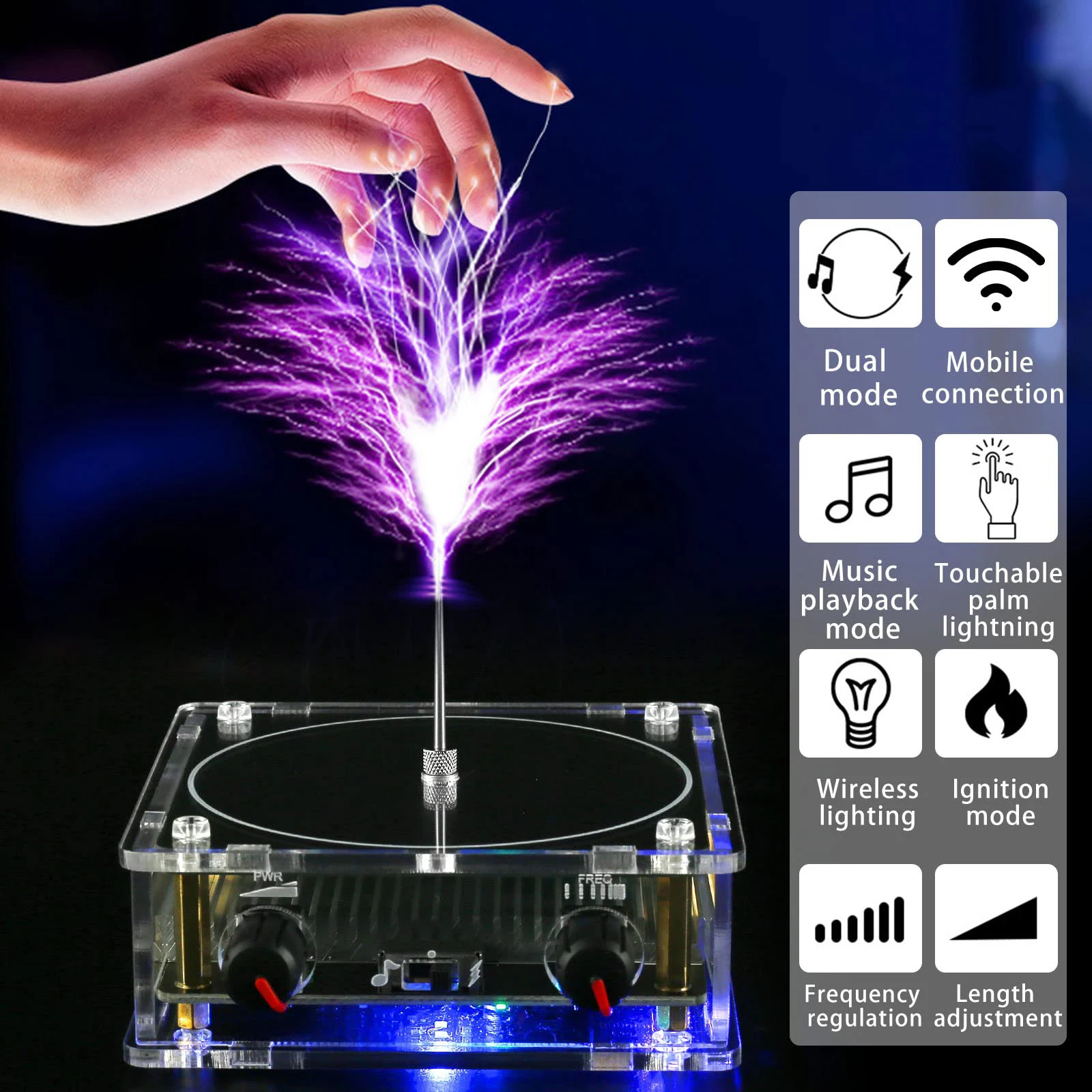 Immagine di Mini Tesla Coil con Altoparlante al Plasma Bluetooth - Esperimento di Trasmissione Wireless per Desktop, Modello Educativo e Giocattolo Scientifico