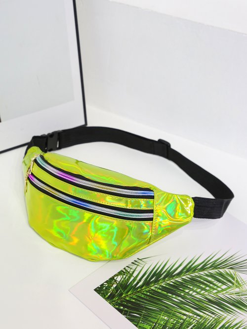 Afbeelding van Stijlvolle Holografische Heuptas met Waterdichte PU-Laser Finish, Verstelbare Riem en Glanzend Design voor Sport en Dagelijks Gebruik