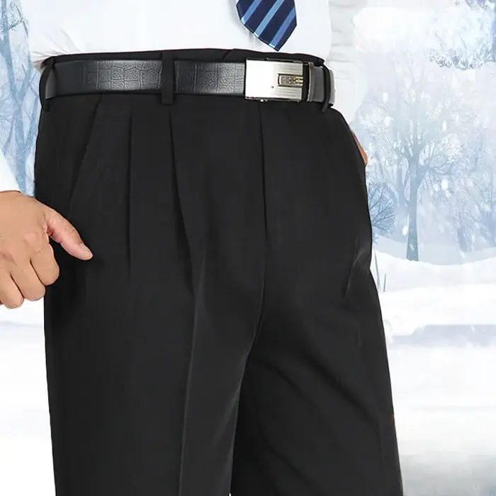 Image de Pantalon Homme Formel Noir Élastique - Coupe Droite Grande Taille