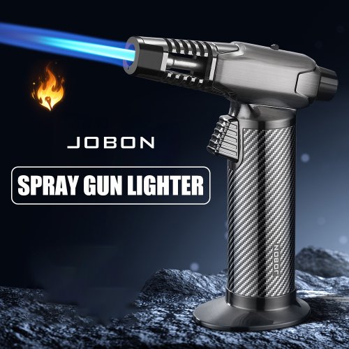 Image of Premium Windproof Blue Flame Torch Lighter with One-Key Ignition and 360-Degree Adjustable Metal Design for Outdoor and Household Use