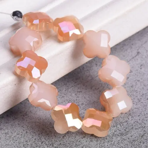 Image de 10 pièces 12mm fleur trèfle forme facettes cristal verre perles d'espacement en vrac pour la fabrica...