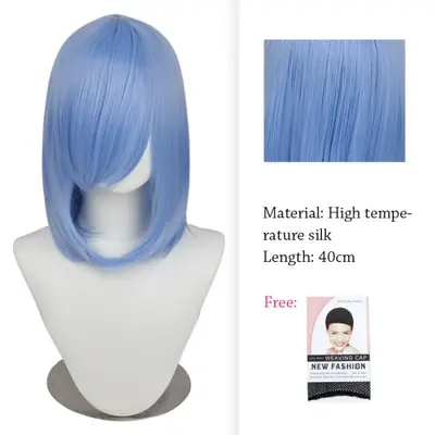Image de Perruque Cosplay Blanche Violette 40cm - Cheveux Courts Lisses