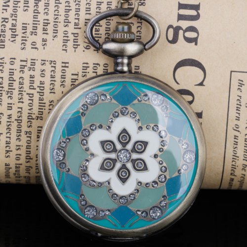 Afbeelding van Vintage Brons Zakhorloge met Bloemenmotief