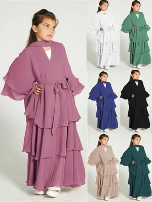 Image de Abaya Enfant en Mousseline de Soie - Robe Musulmane Élégante