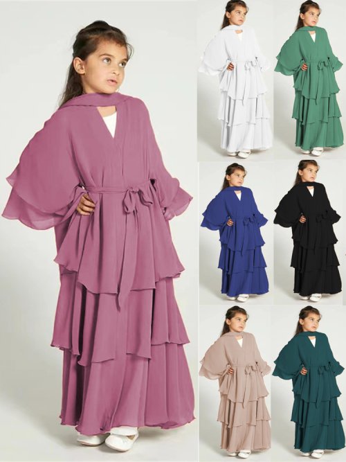 Image de Abaya Enfant en Mousseline de Soie - Robe Musulmane Élégante