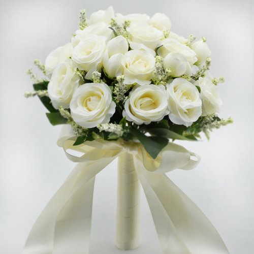 Imagen de Ramo de Flores para Dama de Honor - Rosas Artificiales Blancas