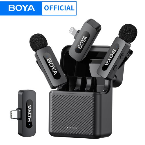 Afbeelding van Boya BY-V3 Draadloze Lavalier Microfoon met Ruisonderdrukking – Oplaadbare Clip-On Mic voor iPhone, Android, Camera, Live Streaming en Vloggen