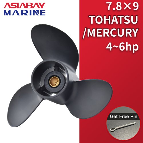 Imagen de Hélice Fueraborda de Aleación de Aluminio para Motores Marinos Tohatsu, Mercury y Mariner 4HP a 9HP - 3 Hojas, 12 Piezas Estriadas