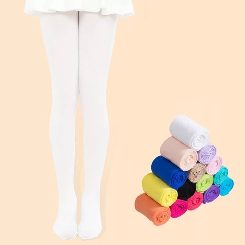 Image de Collants de Danse Blancs pour Filles - Velours Doux et Élastique