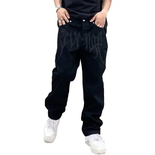 Image de Jeans Haute Taille Brodés - Style Hip Hop & Streetwear