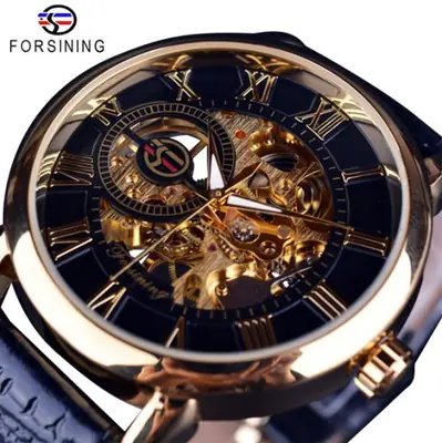 Image de Montre Mécanique Homme Luxe - Boîtier Noir & Doré