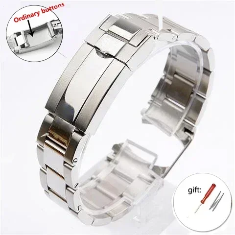 Zdjęcie 20mm 21mm 904L Paski do zegarków SUB DAYTONA NH35 NH36 Mężczyźni Glide Lock Zapięcie Pasek do zegarka Solidna bransoletka ze stali nierdzewnej