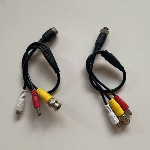 Afbeelding van Luchtvaartverlengkabel 4-Pin Vrouwelijk naar Mannelijk met BNC, DC en RCA Connectoren – 5.5x2.1mm DC Stekker voor Veilige Video- en Signaaloverdracht