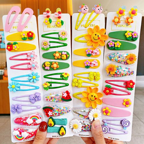 Bild von 12-teiliges Set farbenfrohe Cartoon-Blumen-Haarnadeln für Mädchen – Niedliche Haarclips und Barrettes als modisches Haarzubehör für Kinder