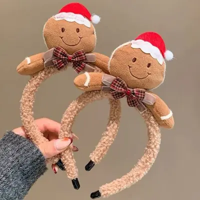 Image de Bandeau Peluche Pain d'Épice de Noël - Accessoire Festif pour Adultes & Enfants