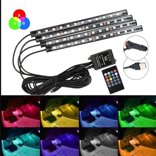 Immagine di Luci ambientali universali per auto RGB Strisce LED Lampade per atmosfera interna 8 colori Decorativi Off Road 4x4 SUV Accessori per automobili