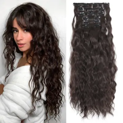 Image de Extensions Cheveux Bouclés Clip-in 22 pouces - Style Maïs Ondulé