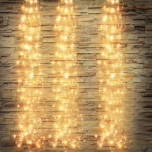 Image of Elegant Copper Wire LED String Lights – 100/200 LED Vine Waterfall Fairy Lights for Christmas, Wedding, Party & Holiday Decor