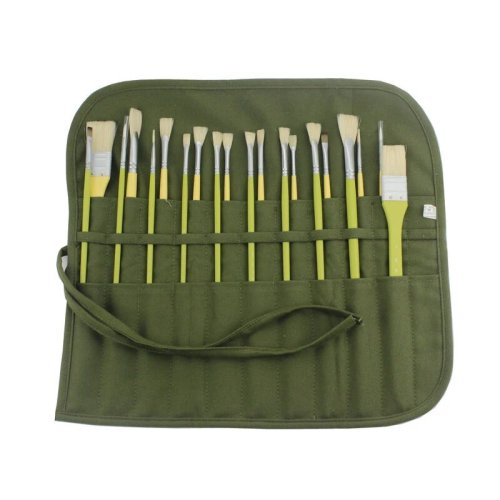 Imagen de Bolsa de almacenamiento de lona para pinceles de pintura, 22 ranuras, pinceles de acuarela y Gouache...