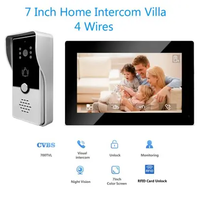 Image de Interphone Vidéo 7 Pouces avec RFID et Vision Nocturne