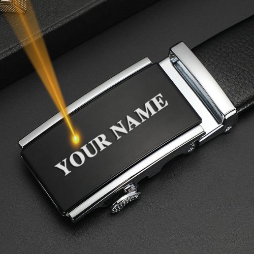 Image of Personalized Genuine Leather Belt for Men with Automatic Buckle and Custom Engraved Name or Logo – Perfect Father's Day Gift