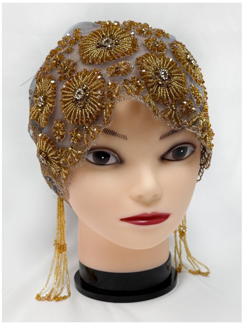 Image of Elegant Mesh Bead Tube with Acrylic Diamond Thread Embroidered Hat for Dubai Arabian Women – 2025 Trending Fashion